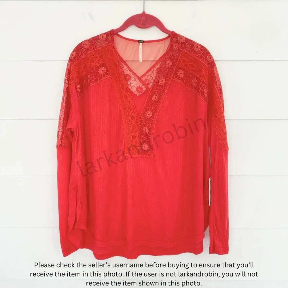 NEW Free People Lola Top Rose Crimson XS